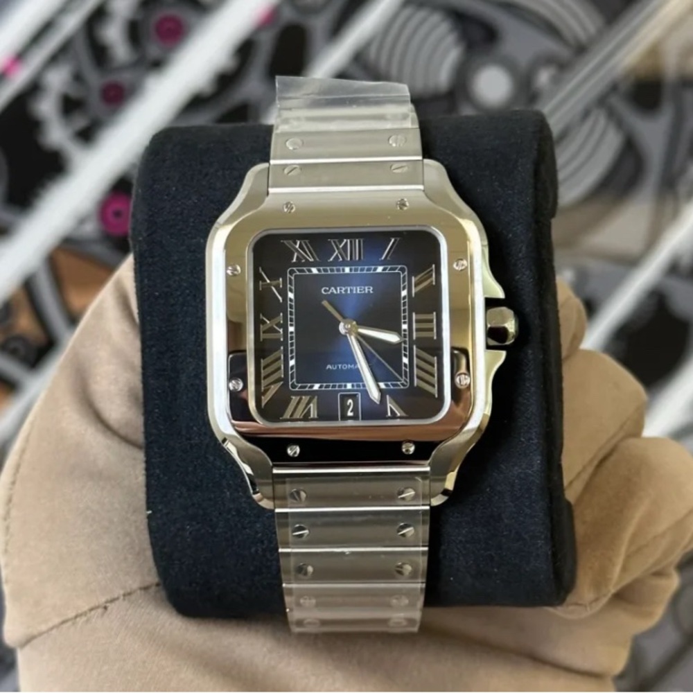 Cartier Men's Silver and Black Watch